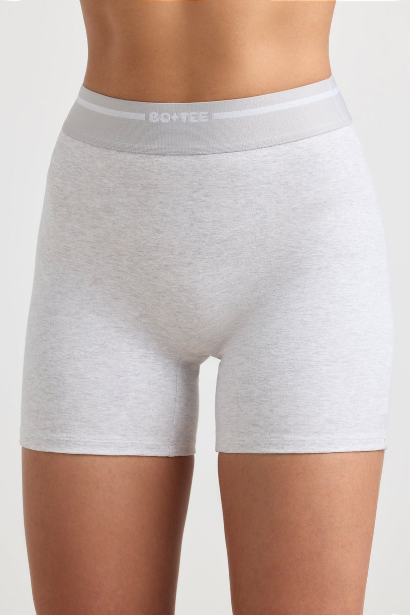 High-Waist Mini Shorts in Grey Marl - 1