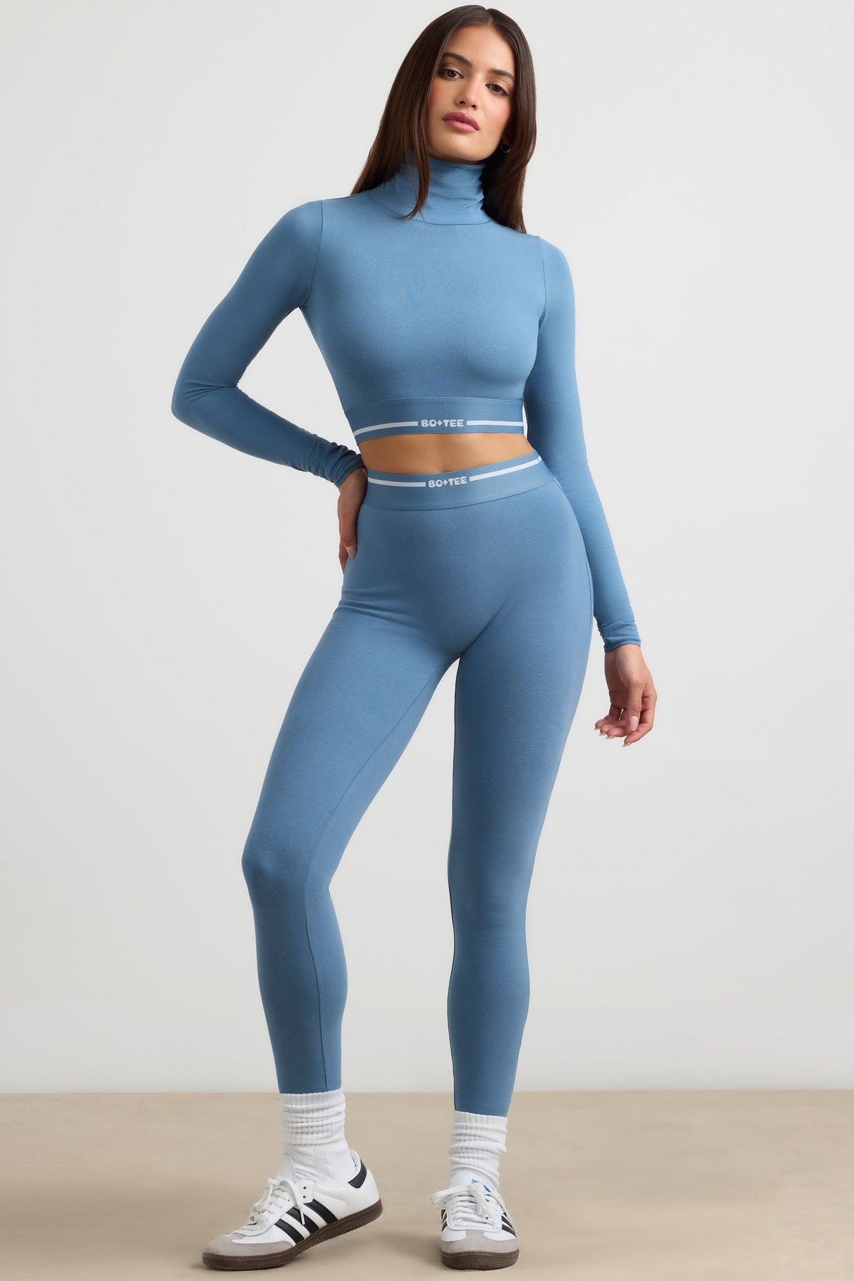 Leggings de cintura alta em azul aço