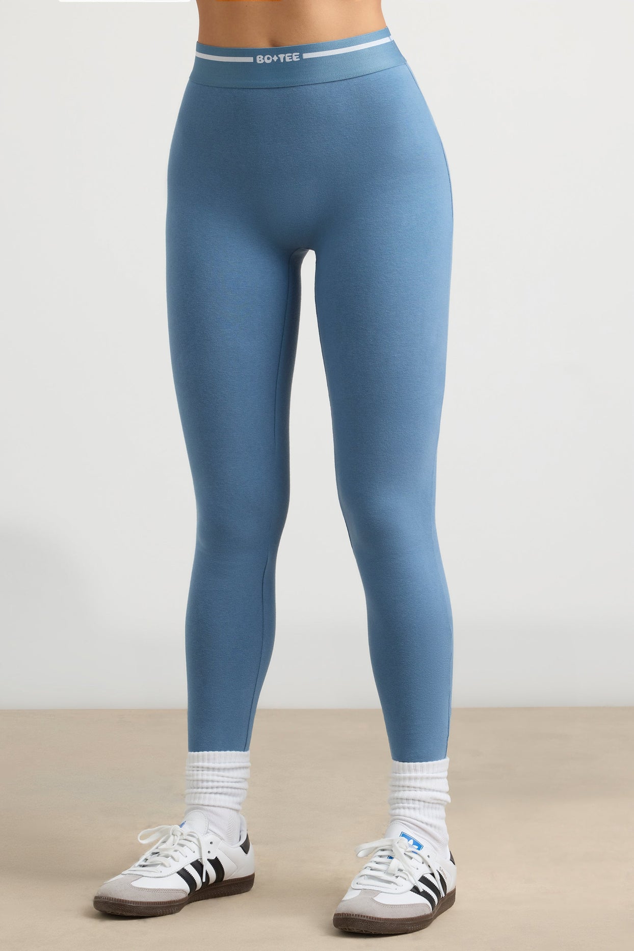 Leggings de cintura alta em azul aço