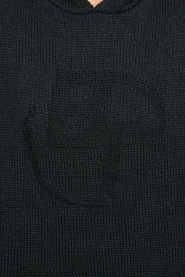 Sudadera con capucha de punto grueso extragrande en negro