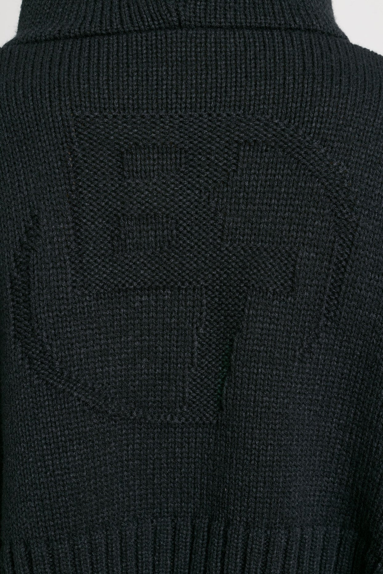Cropped Zip Up Chunky Knit Hoodie in Black