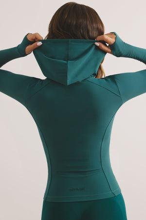 Soft Active Hooded Mid-Layer Jacket in Sea Moss