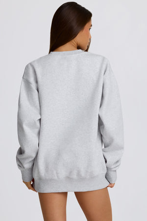 Oversized Crew-Neck Sweatshirt in Heather Grey