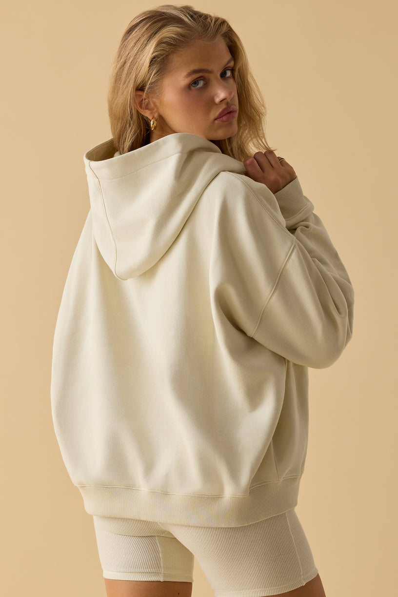 Oversized Hooded Sweatshirt in Bone - 2