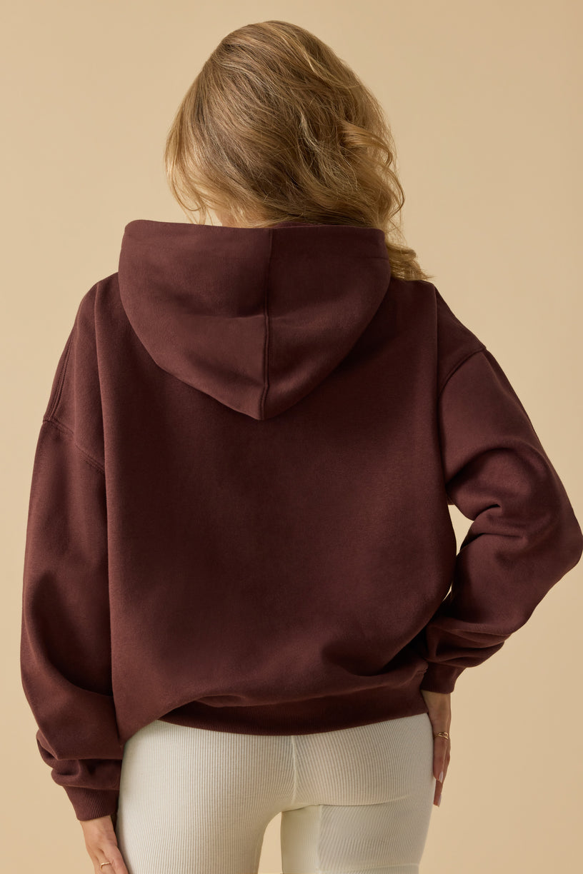Oversized Hooded Sweatshirt in Mahogany - 2