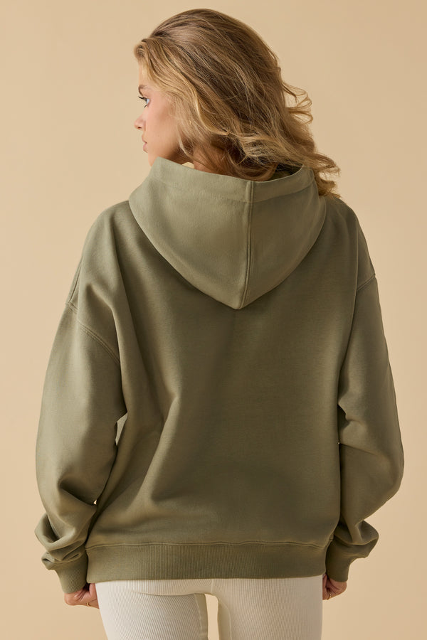 Oversized Hooded Sweatshirt in Soft Olive - 2