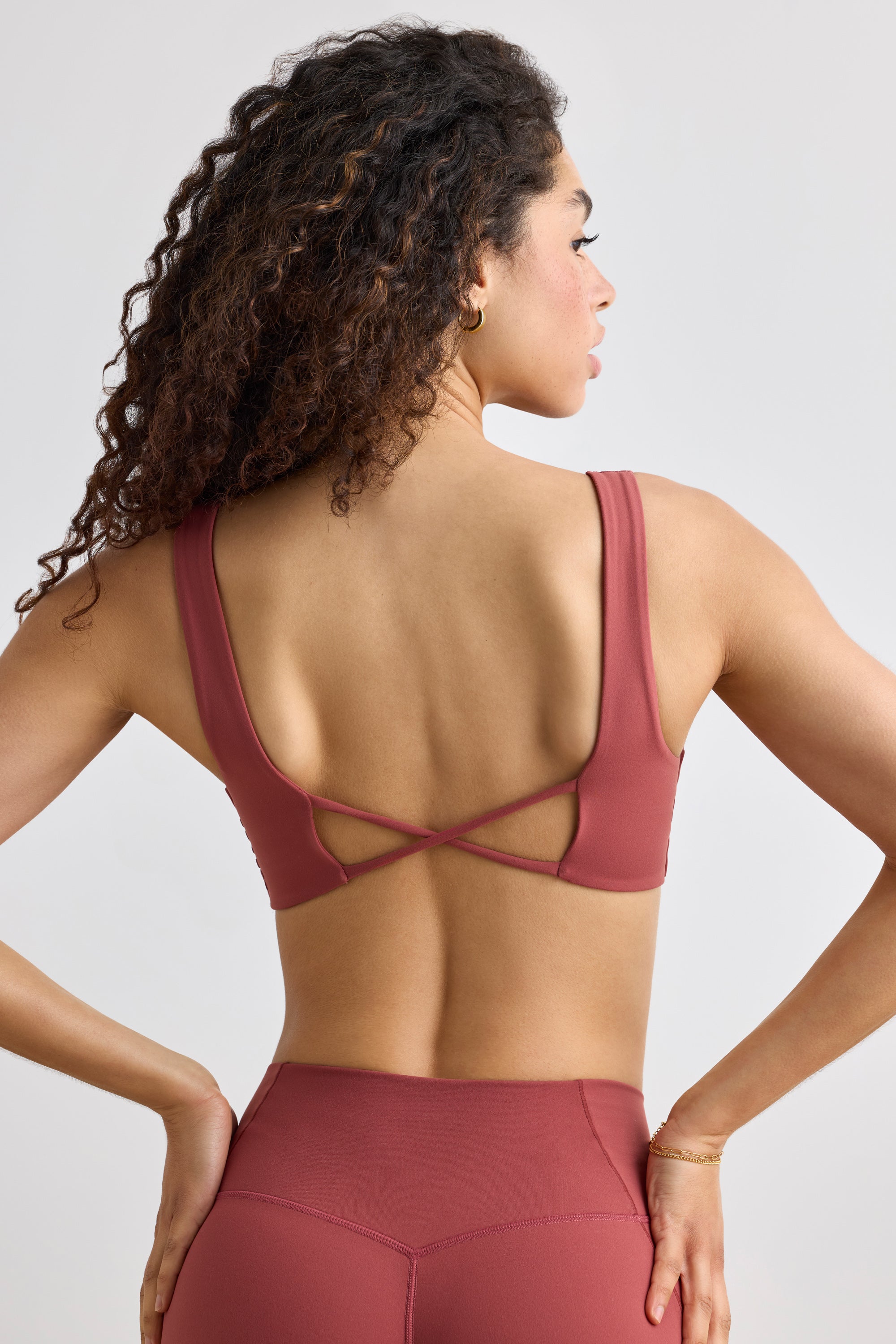 Soft Active V-Neck Sports Bra in Rust