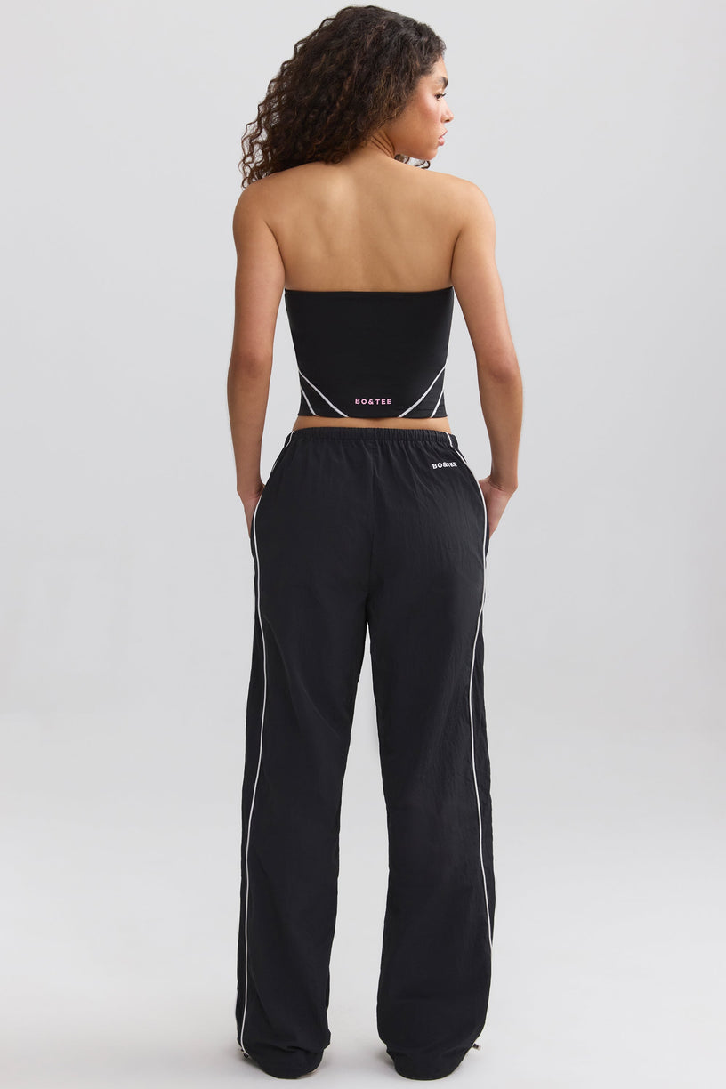 Water-Repellent Wide-Leg Track Pants in Black - 2