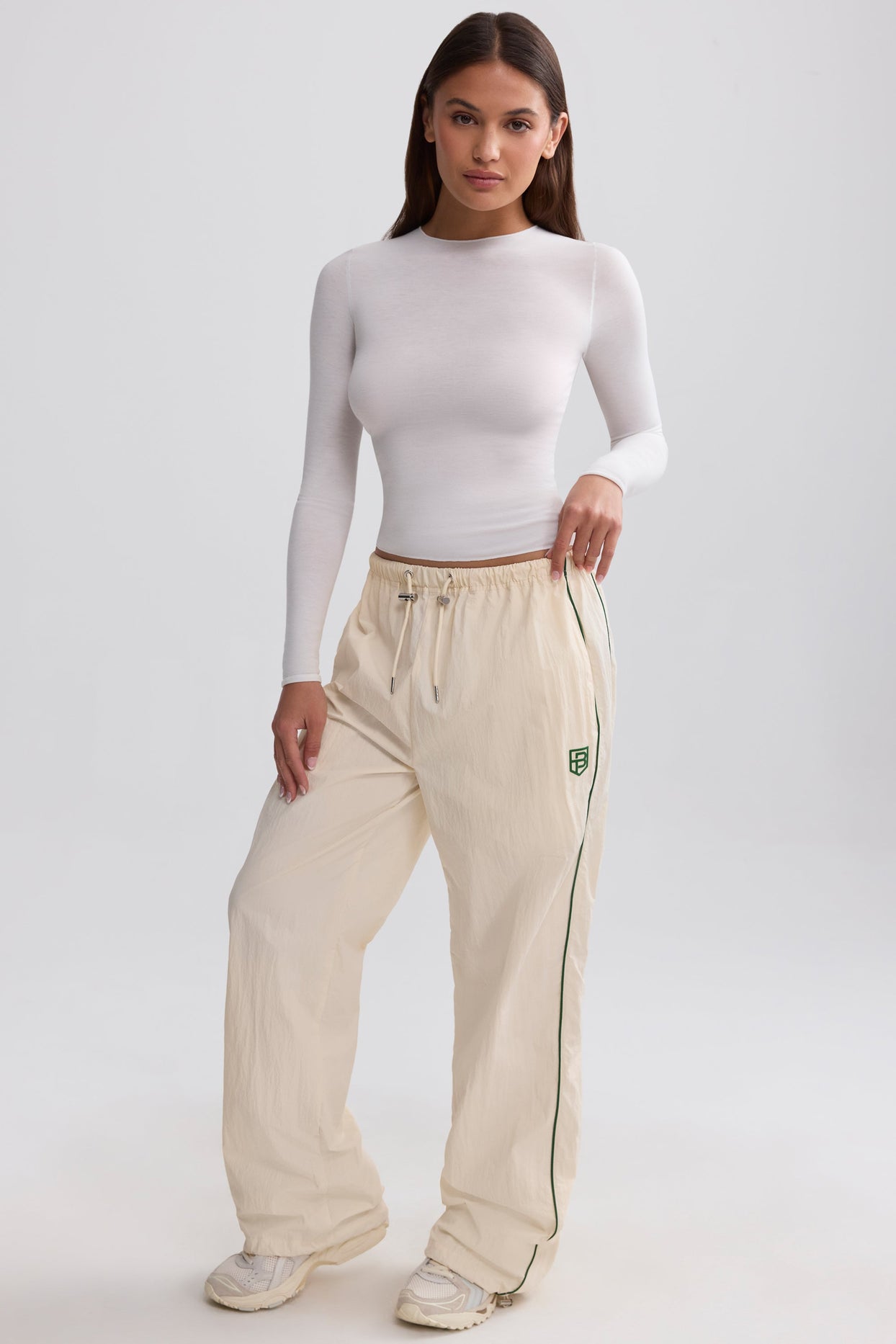 Wide-Leg Track Pants in Marble