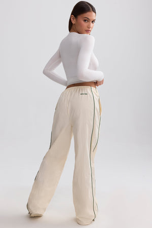 Water-Repellent Crinkled Wide-Leg Trousers in Marble