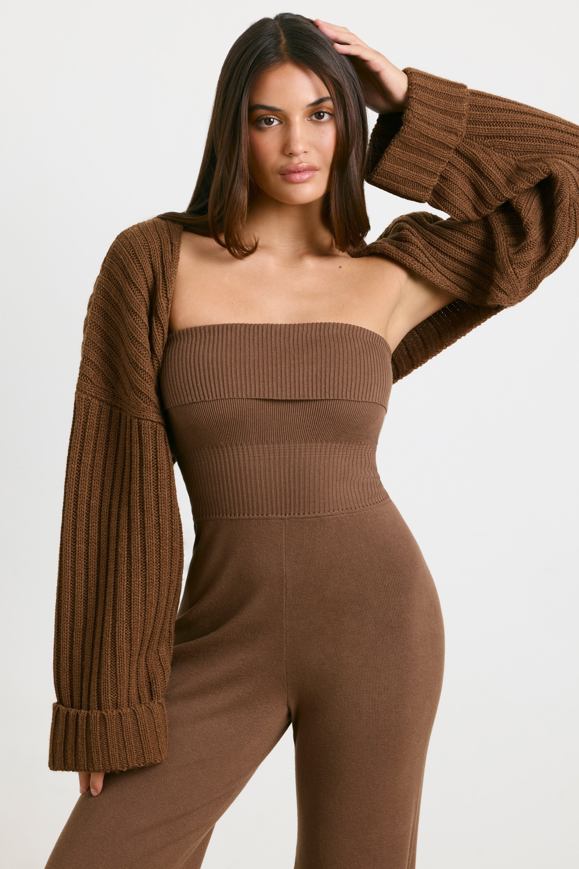 Chunky Knit Shrug in Espresso