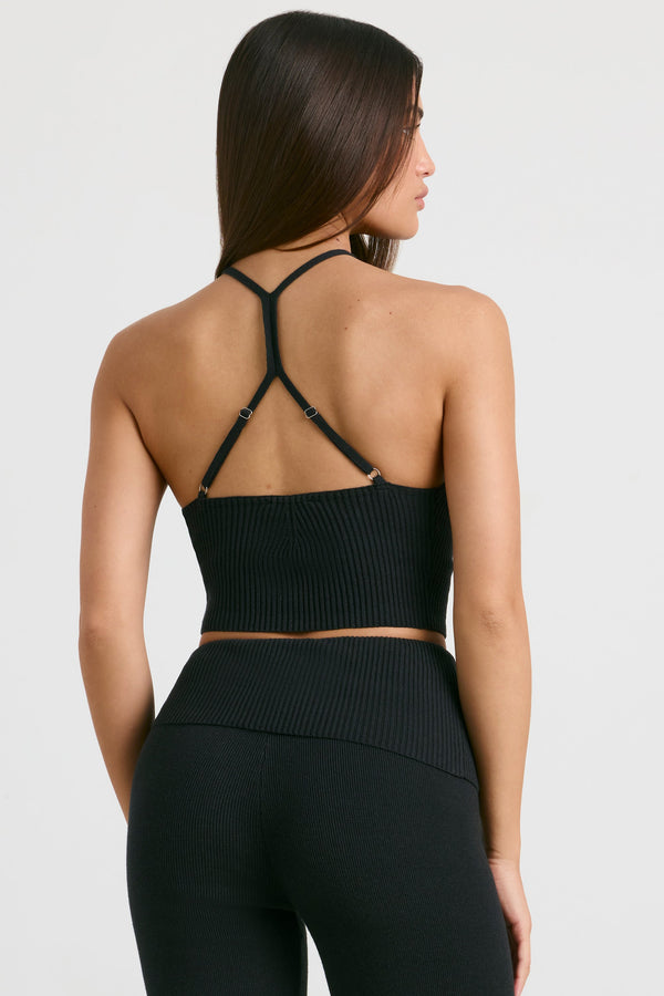 Chunky Knit Tank Top in Black - 2