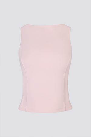 Soft Active Boat-Neck Open-Back Tank Top in Ballet Pink