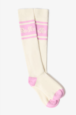 Cotton Knee-High Ski Socks in Powder Pink