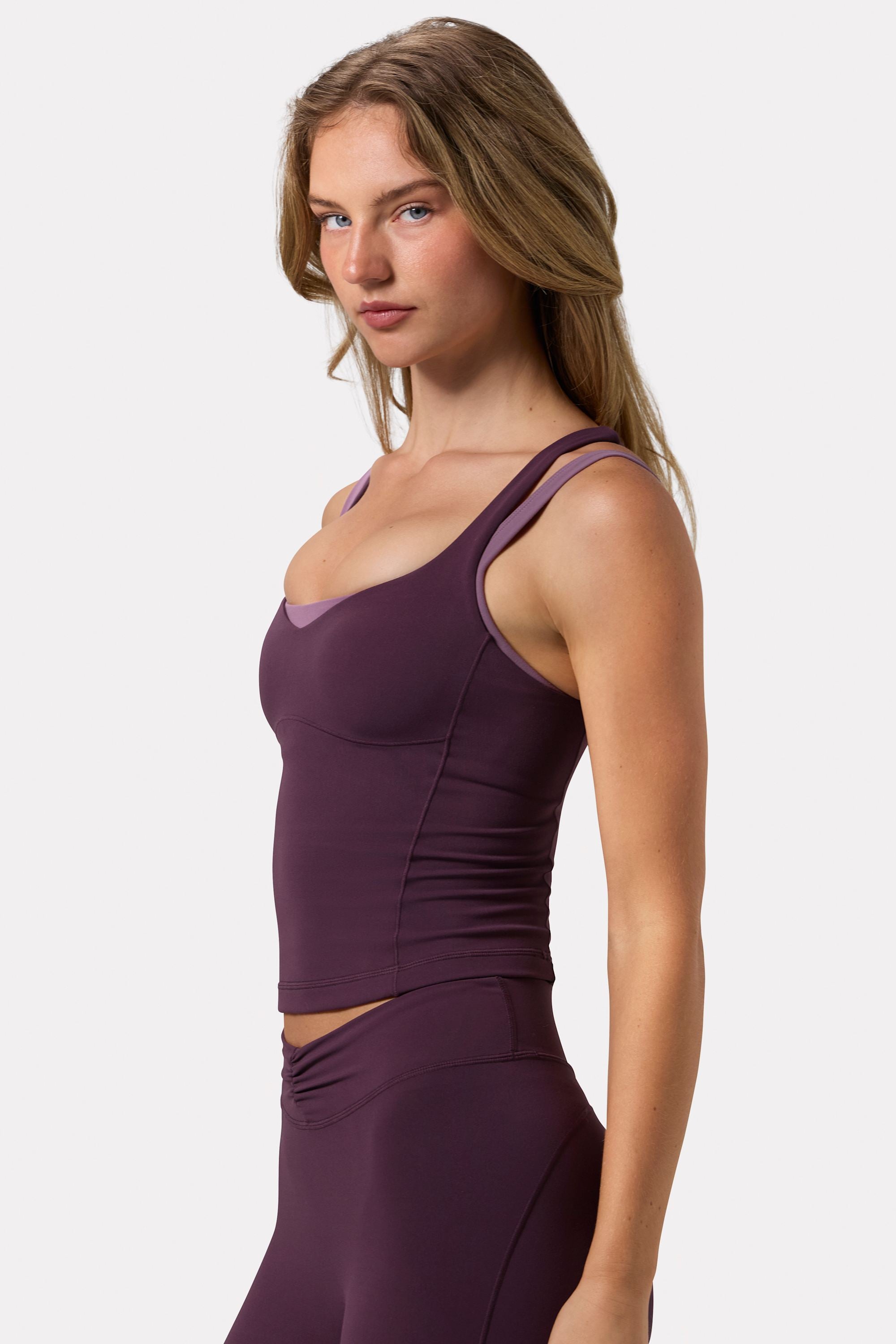 Soft Active Sweetheart-Neck Tank Top in Plum