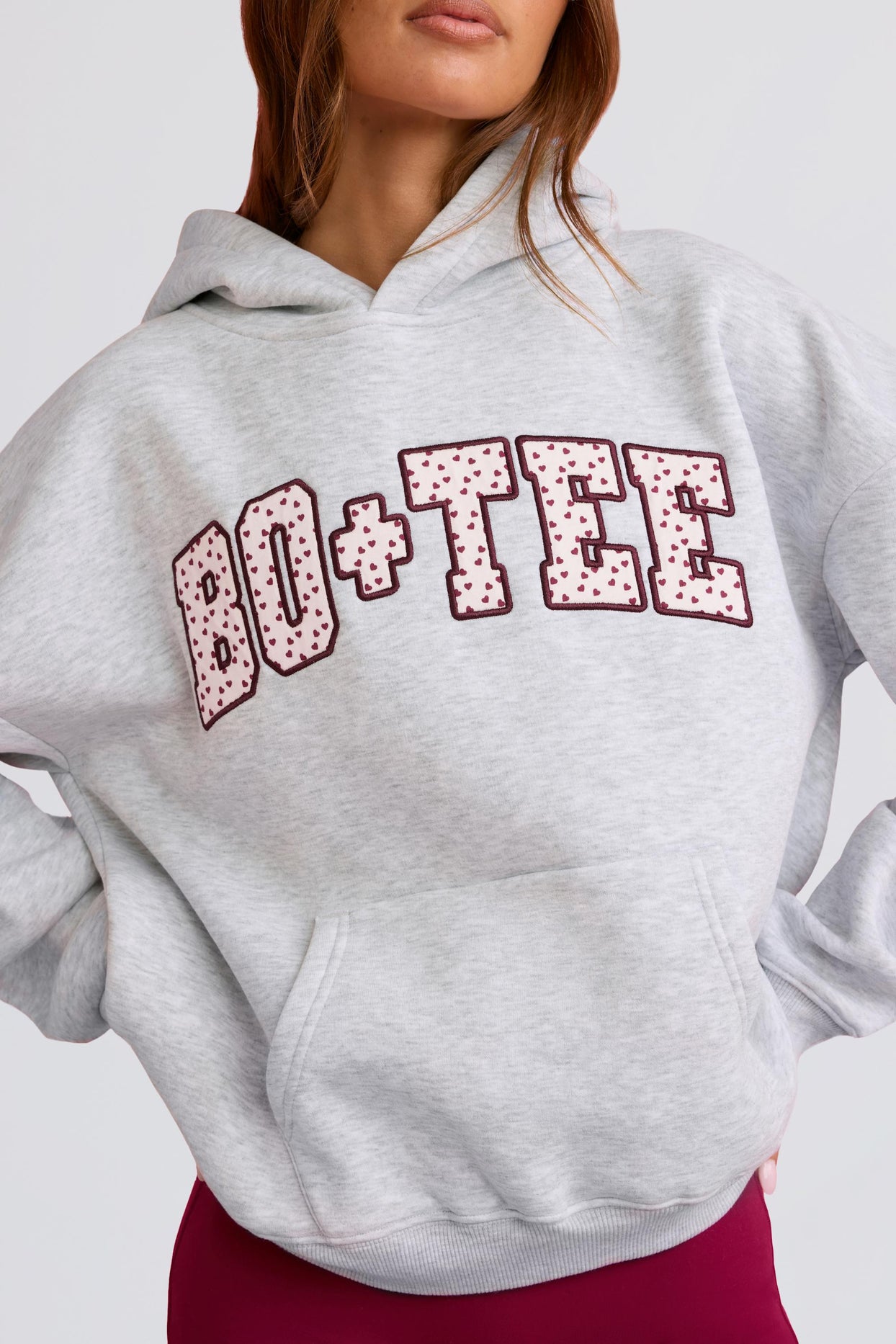 Oversized Applique Hoodie in Grey - 4
