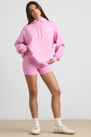 Soft Cotton Jersey Oversized Hoodie in Bubblegum Pink