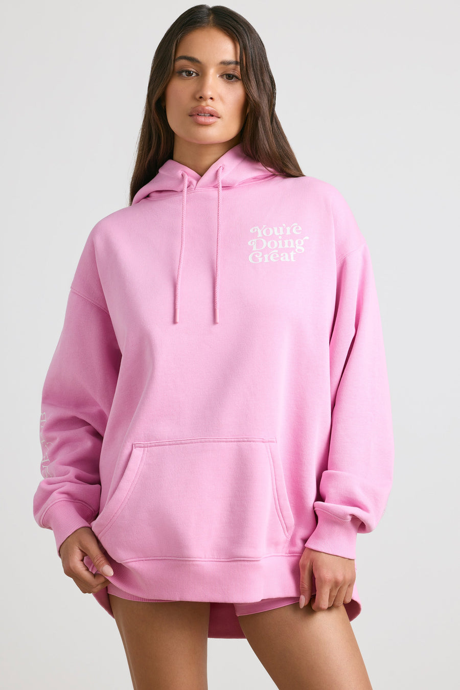 Embroidered Isabel Oversized Hoodie - Bubblegum Pink