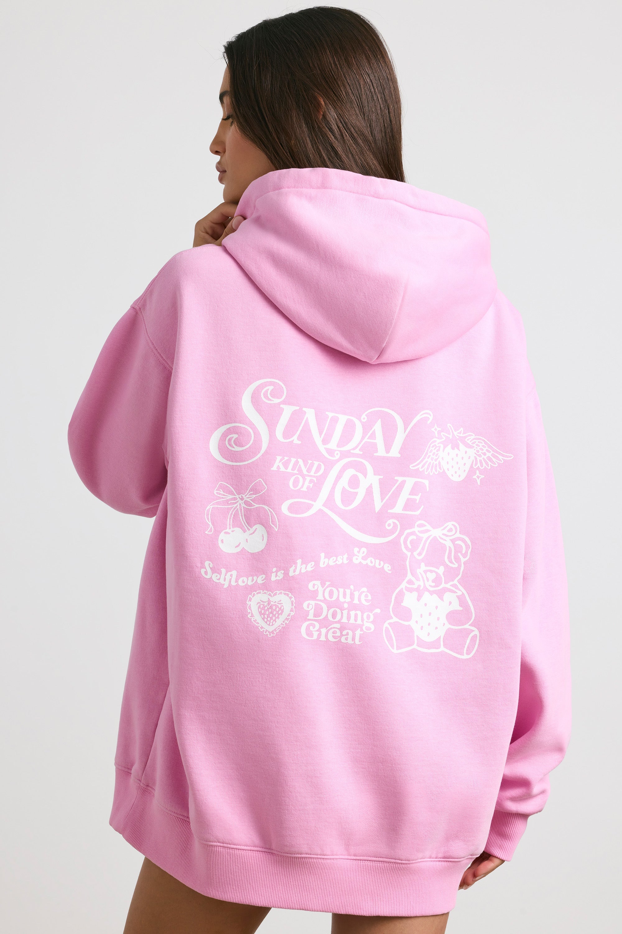 Sudadera con capucha extragrande en rosa chicle