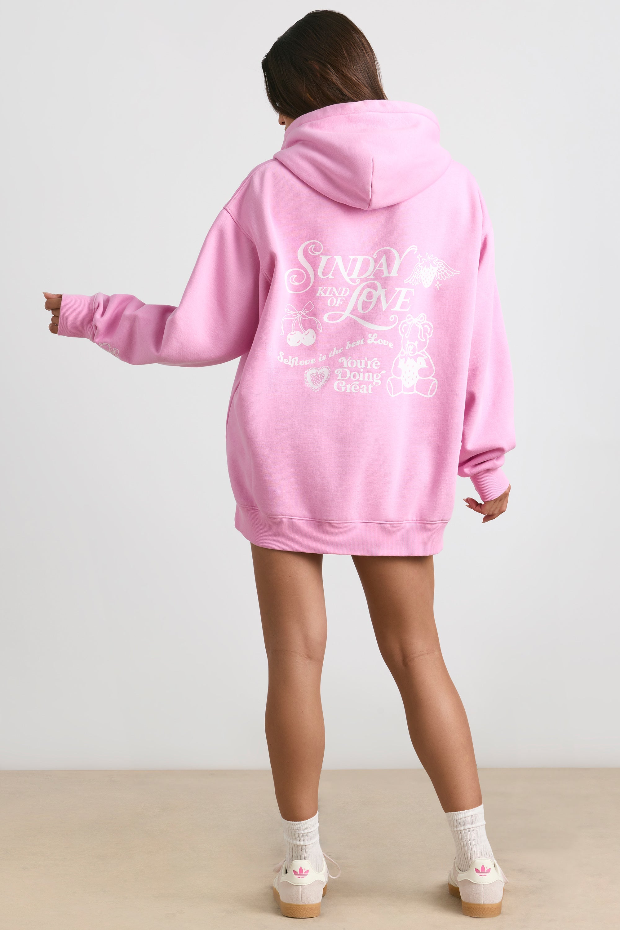 Sundry Vintage Hoodie in Bubble Gum Stripe Pink 2024 3 / Large