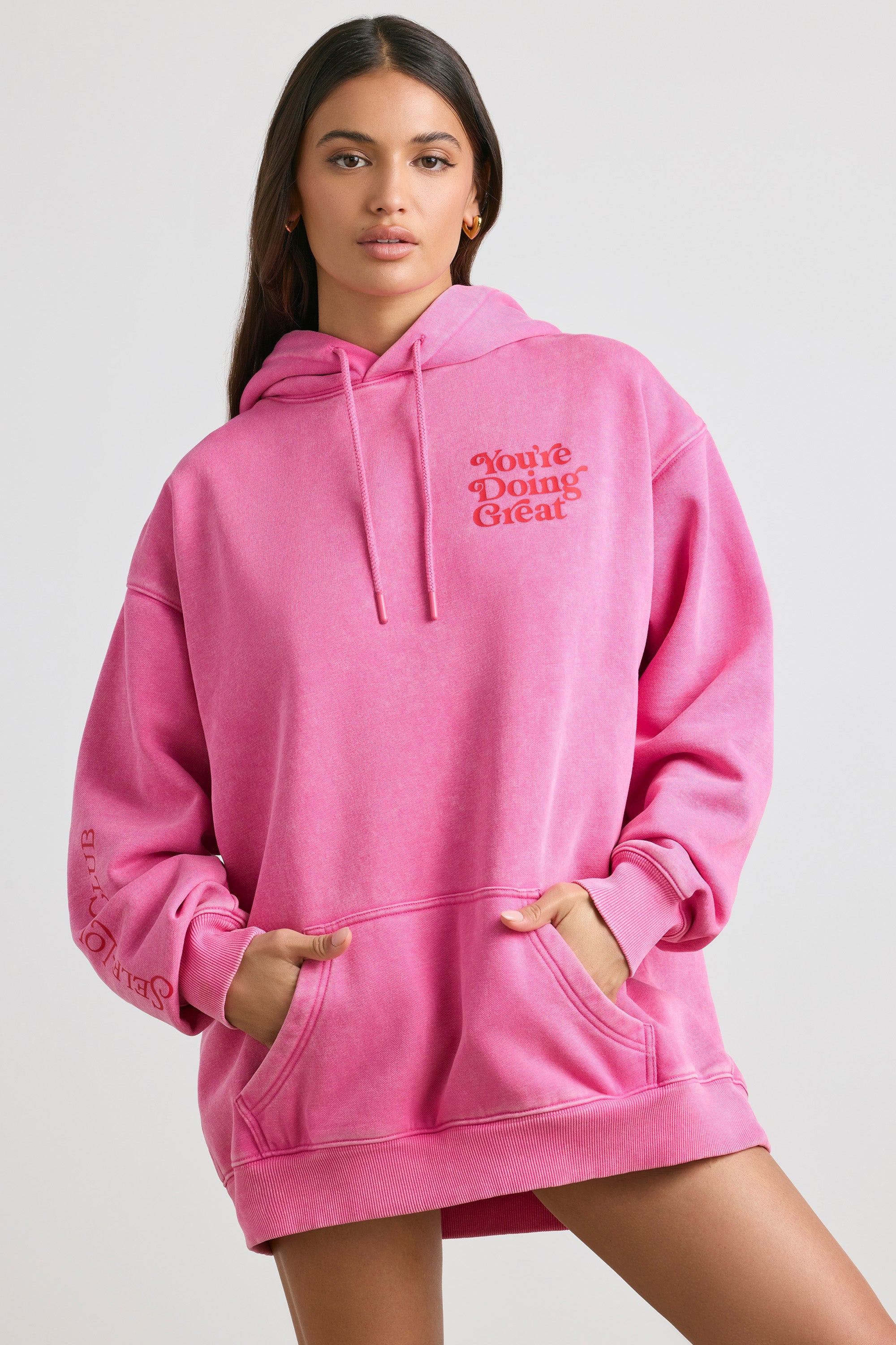 Bo Tee Oversized Hoodie in Hot Pink S M