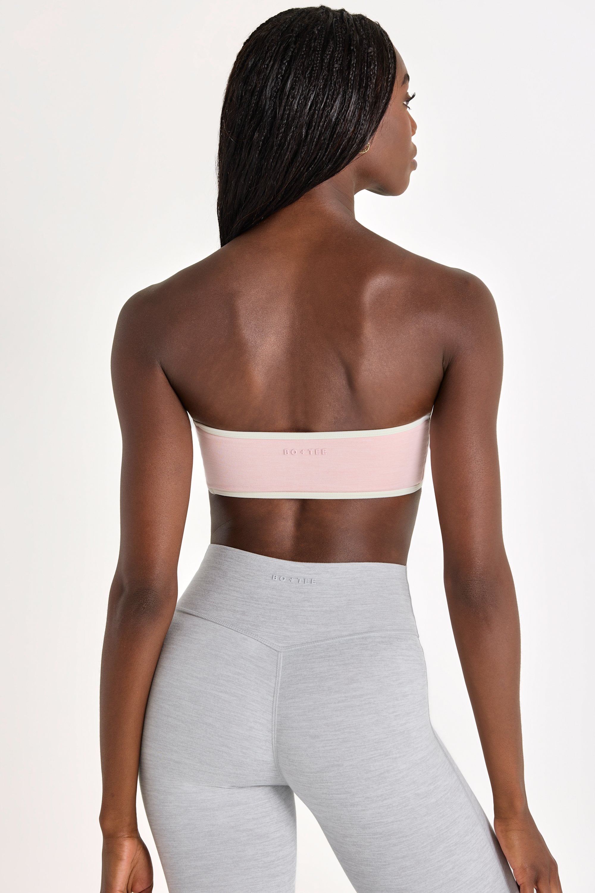 Soft Active Bandeau Sports Bra in Blush Marl