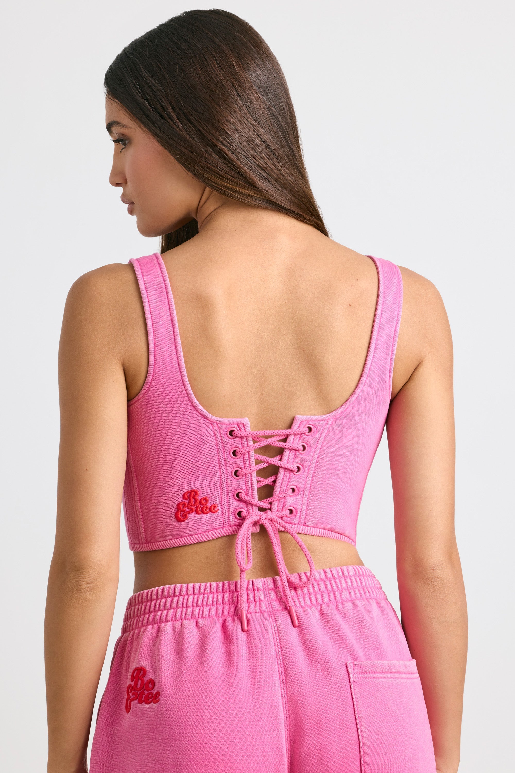 Top Corset Corset em Rosa Choque