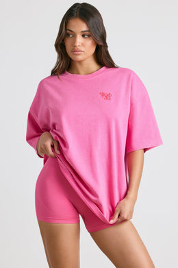 Camiseta extragrande de manga corta en rosa fuerte