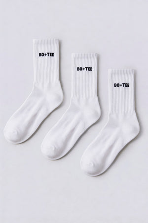 Ribbed Half-Crew 3-Pack Socks in White