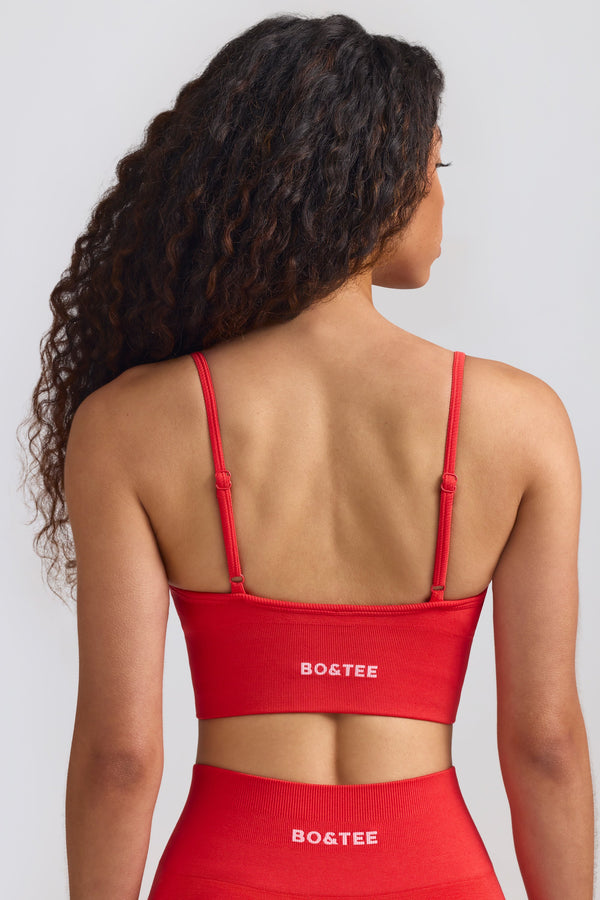 Define Luxe V-Neck Sports Bra in Poppy Red - 2