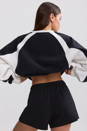 Soft Cotton Jersey Elasticated Mini Shorts in Black