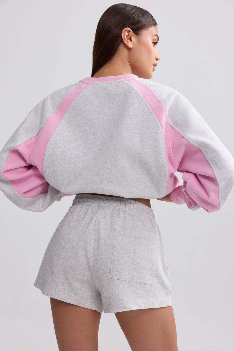 Soft Cotton Jersey Elasticated Mini Shorts in Grey Marl - 2