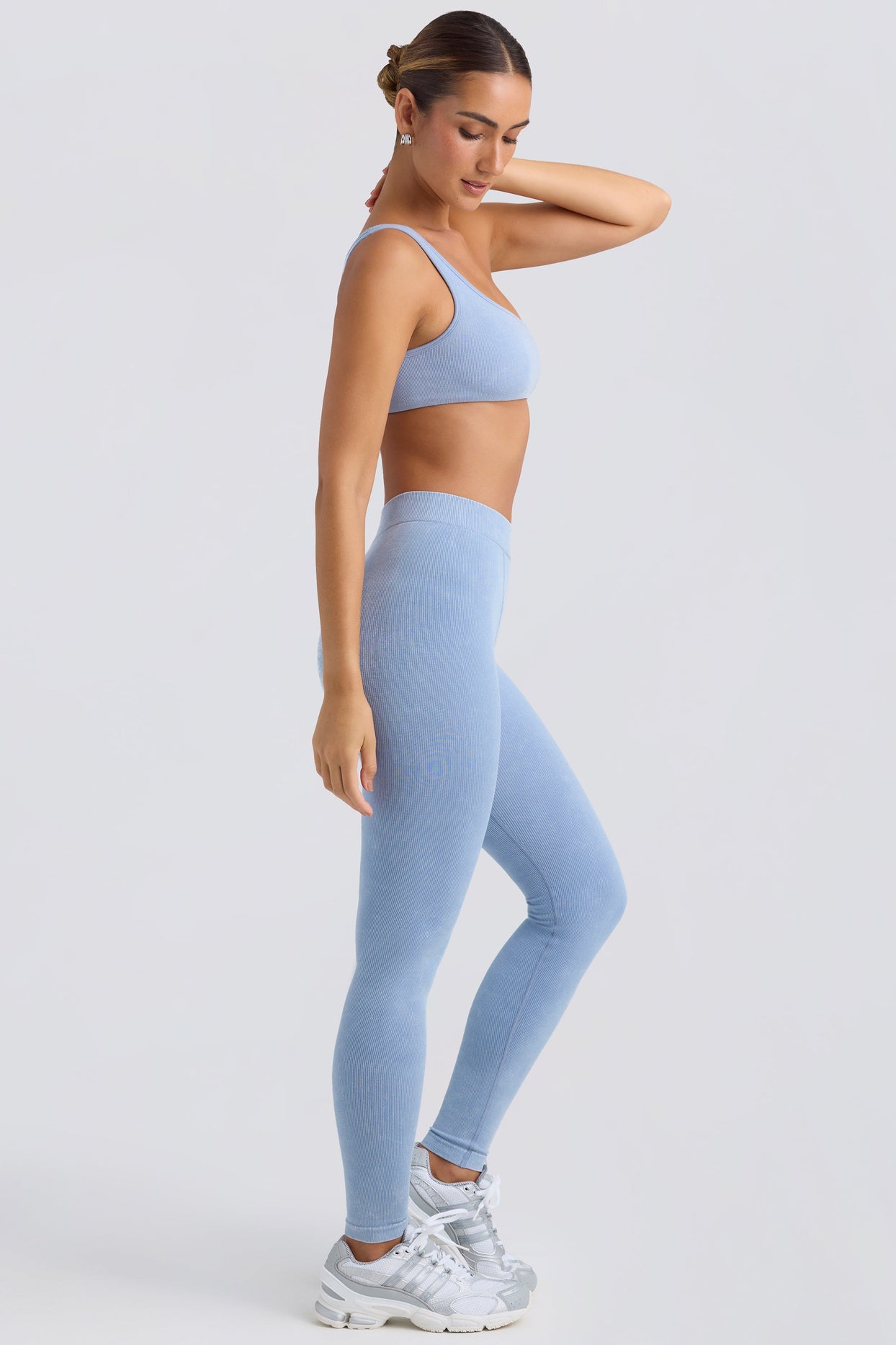 Seamless Rib Leggings in Washed Blue