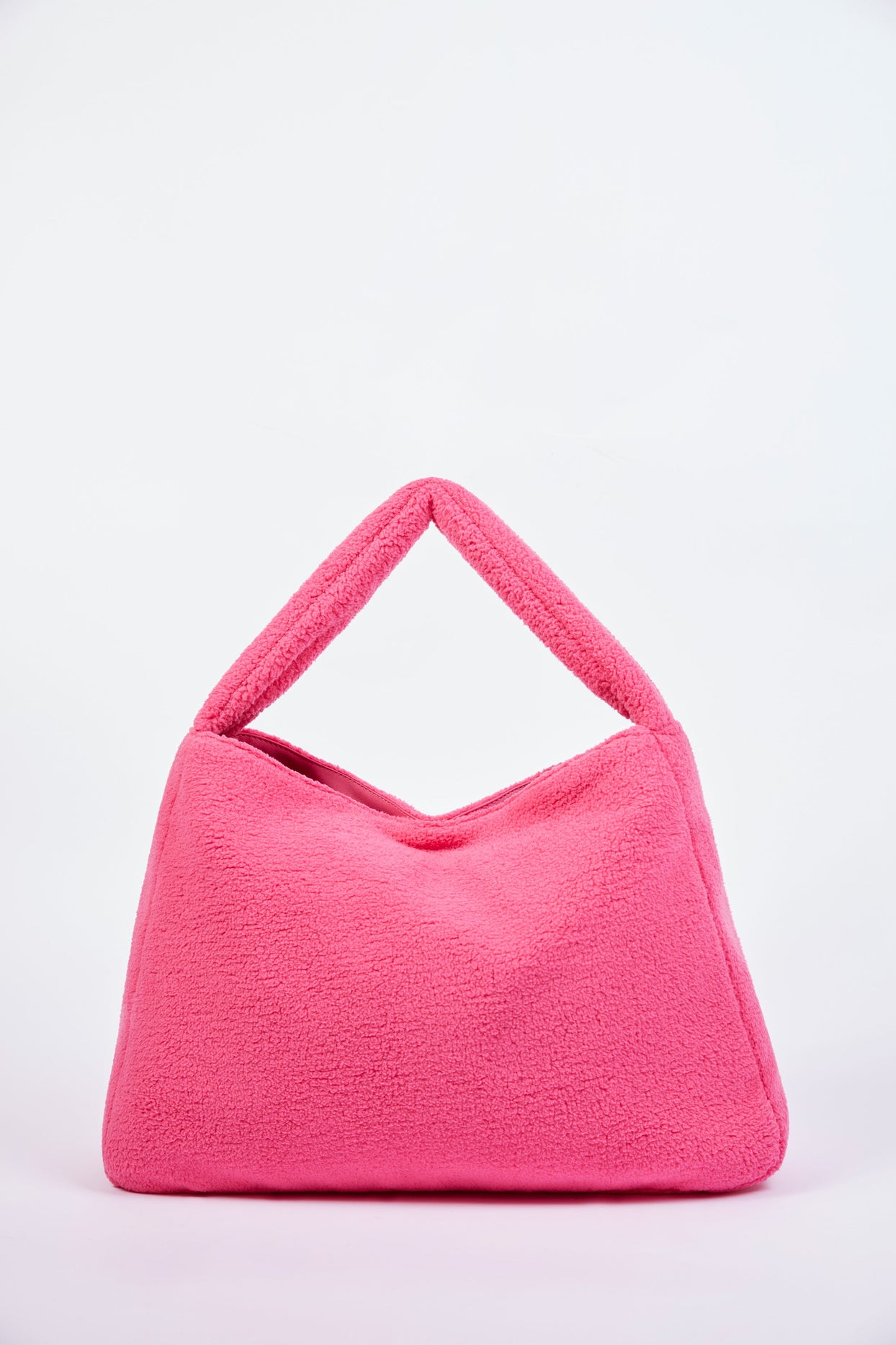 Sacola grande de lã em rosa choque