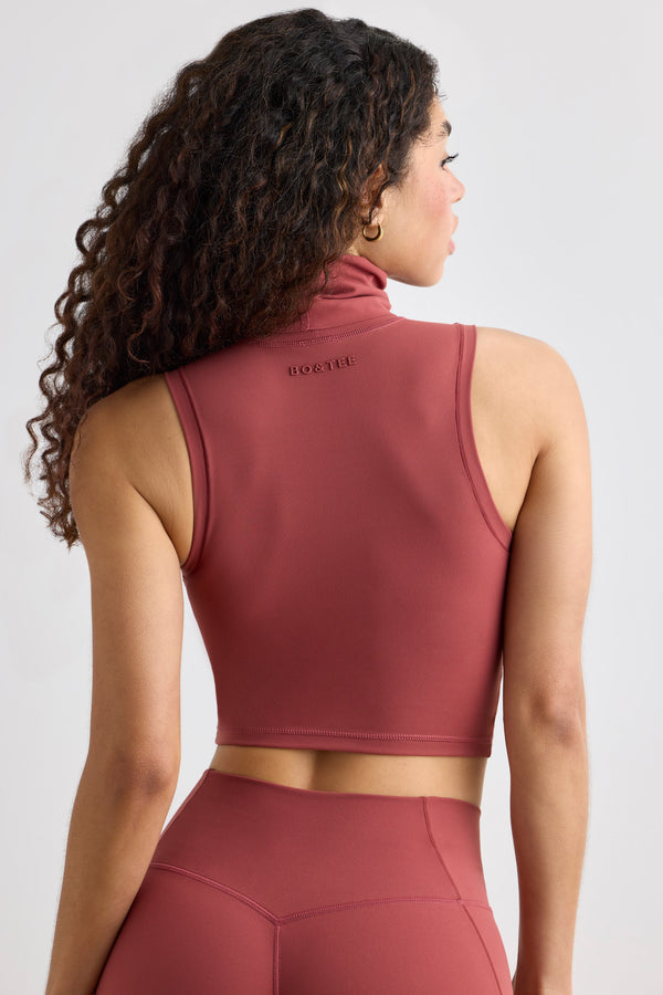 Soft Active Turtleneck Tank Top in Rust - 2