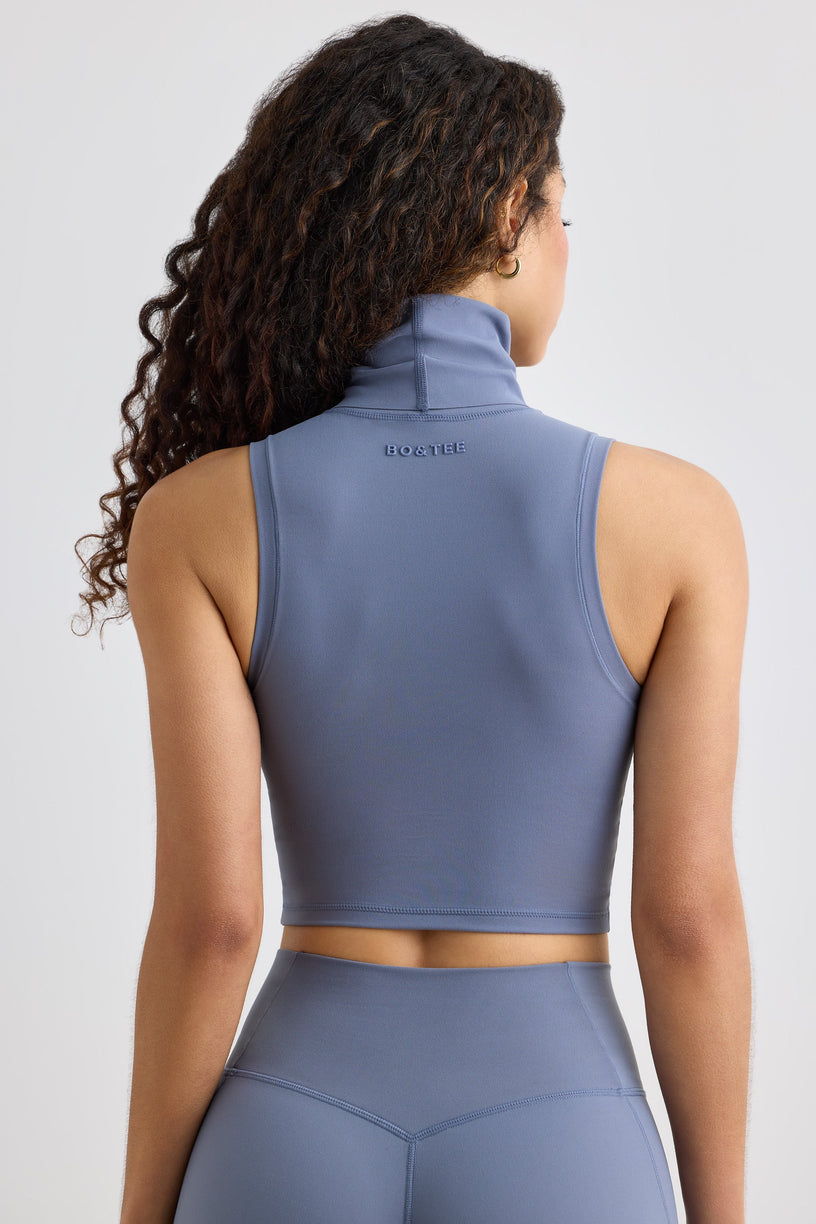 Soft Active Turtleneck Tank Top in Slate Grey - 2