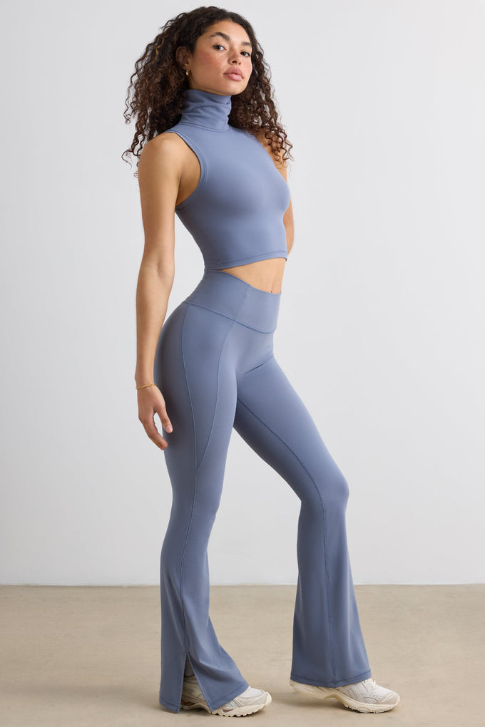 Soft Active Petite Flared Trousers in Slate Grey