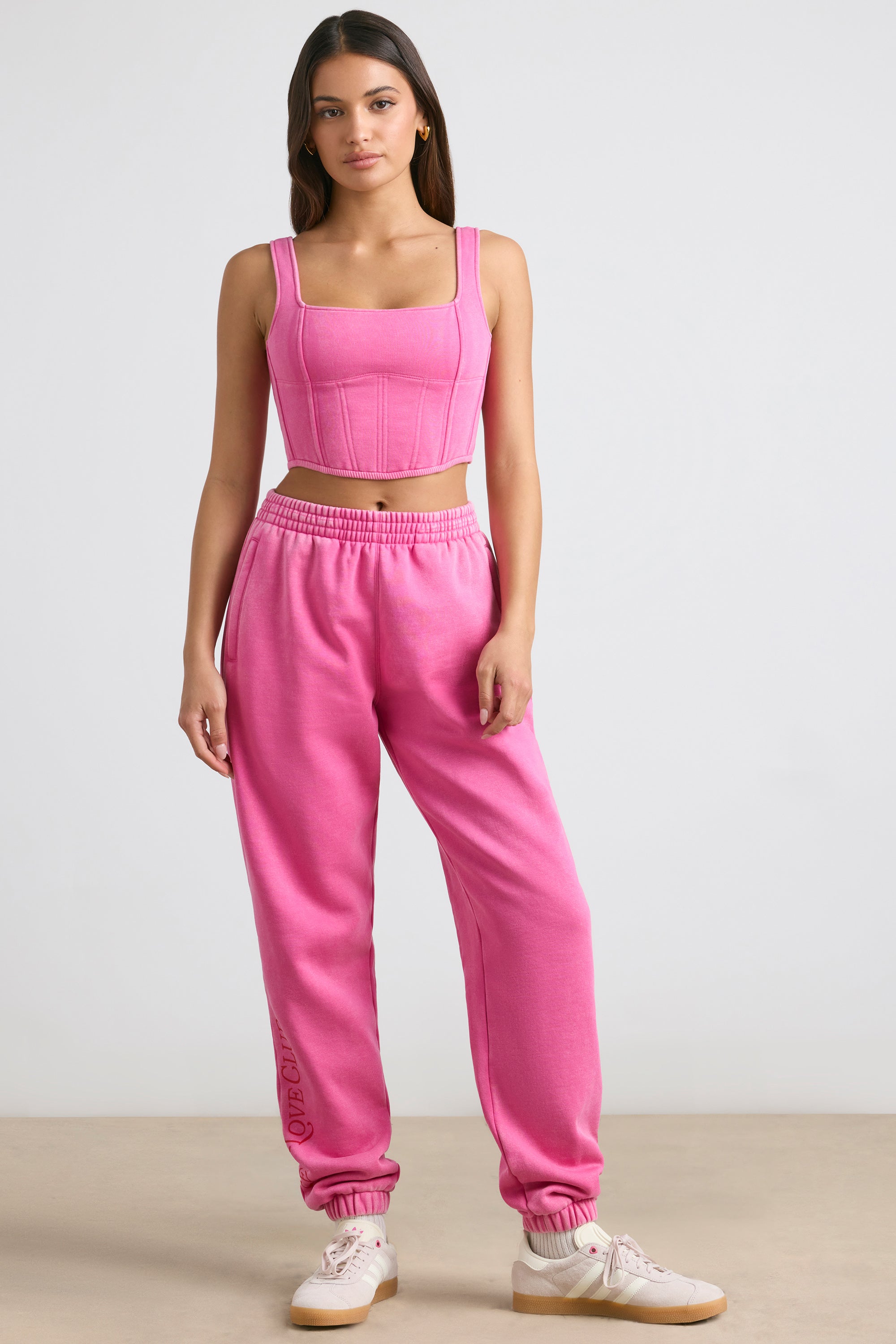 Joggers oversized em rosa choque