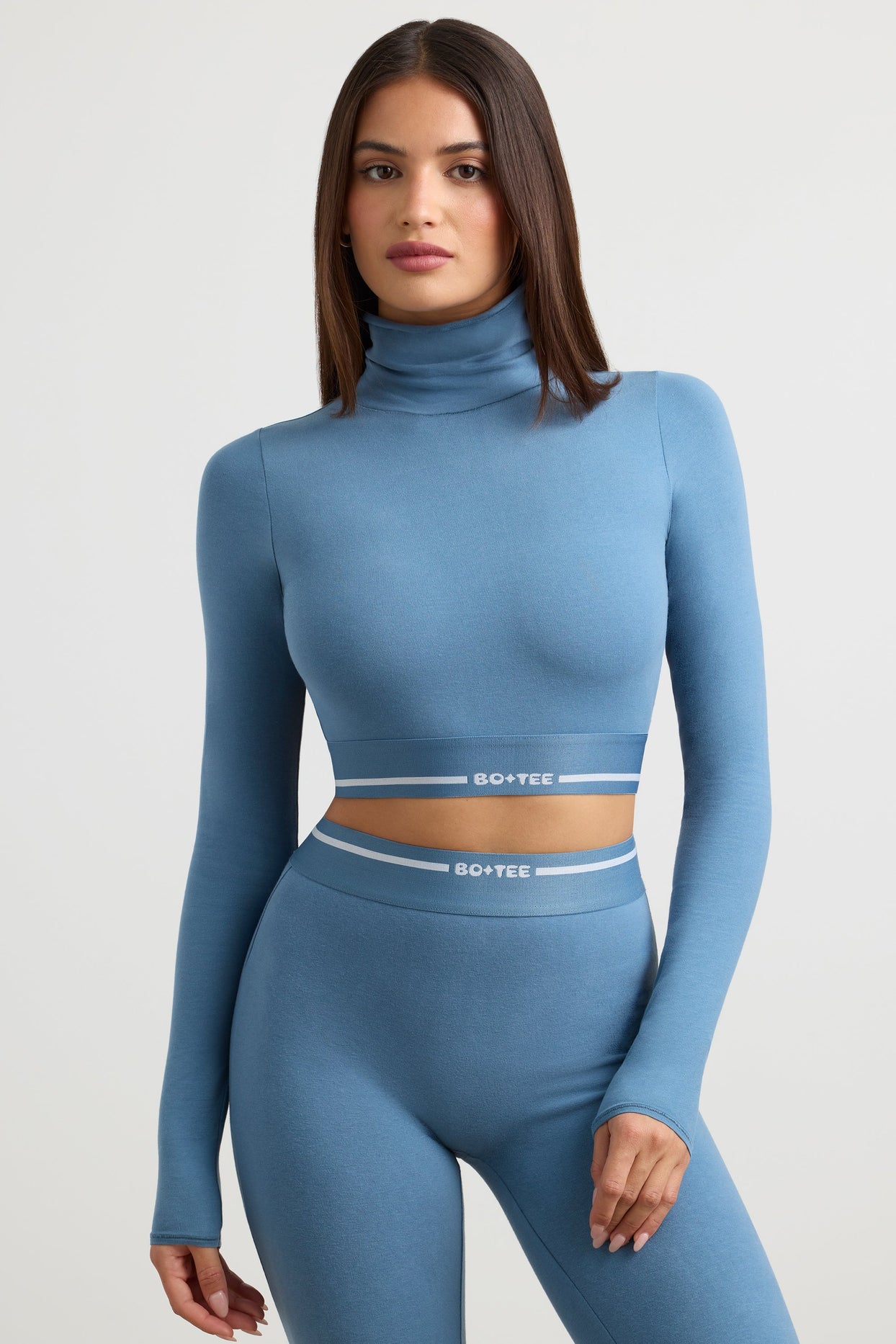 Blue Long Sleeve Top - Backless Crop Top - Women's Top