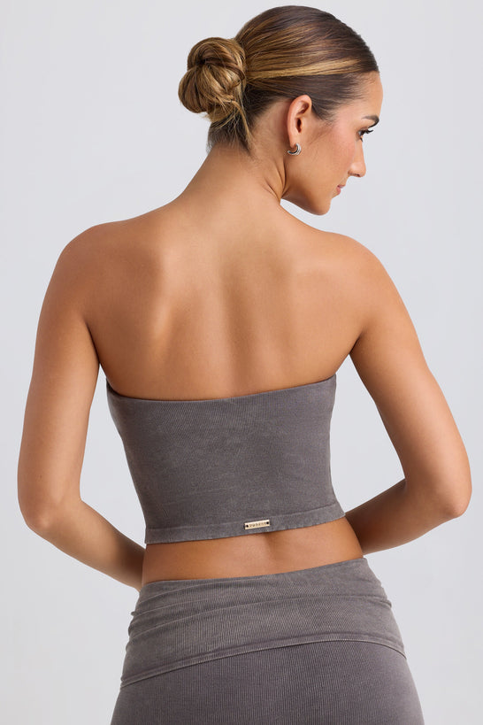 Bandeau Crop Top in Washed Charcoal