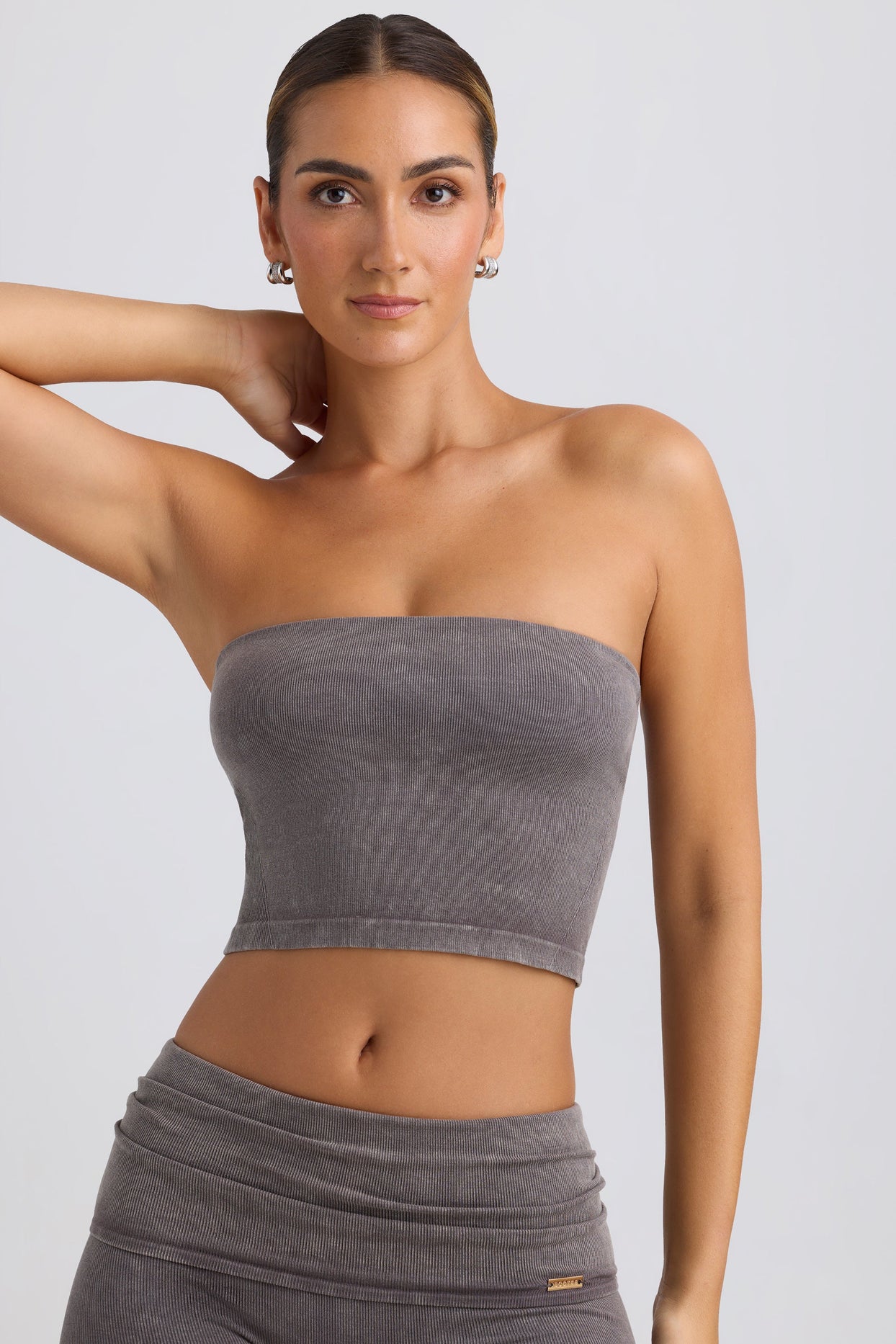 Bandeau Crop Top in Washed Charcoal