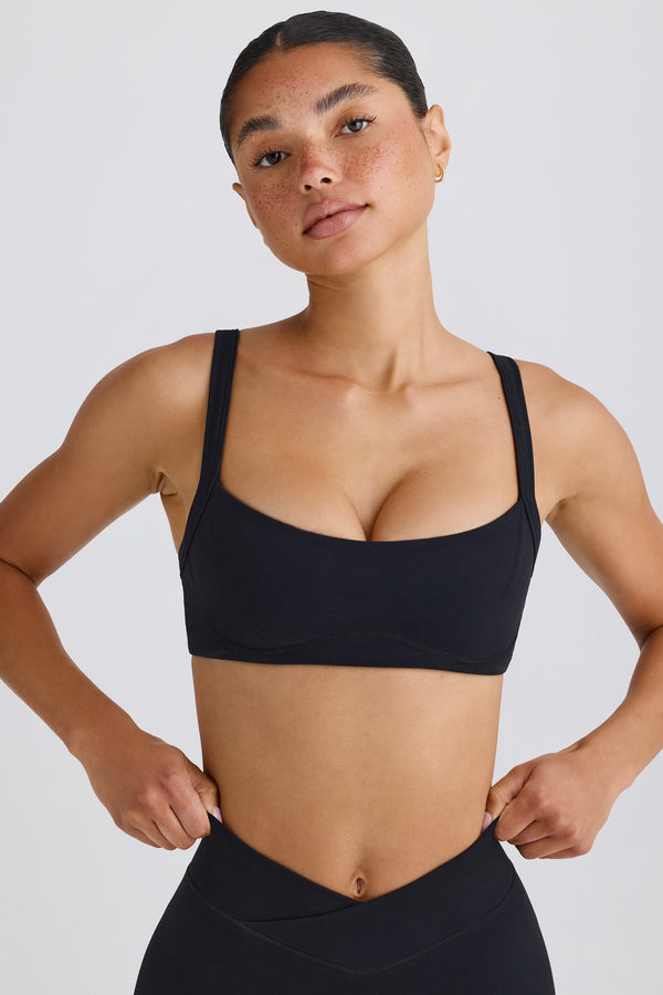 Soft Active Contrast-Trim Sports Bra in Black - 1