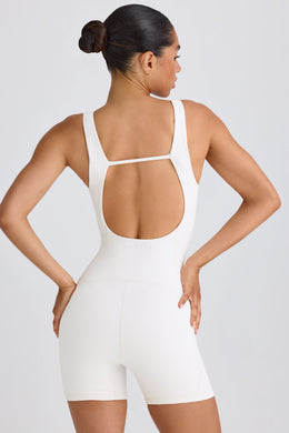 Soft Active Open-Back Unitard in White