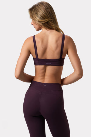Soft Active Seam-Detail Sports Bra in Plum