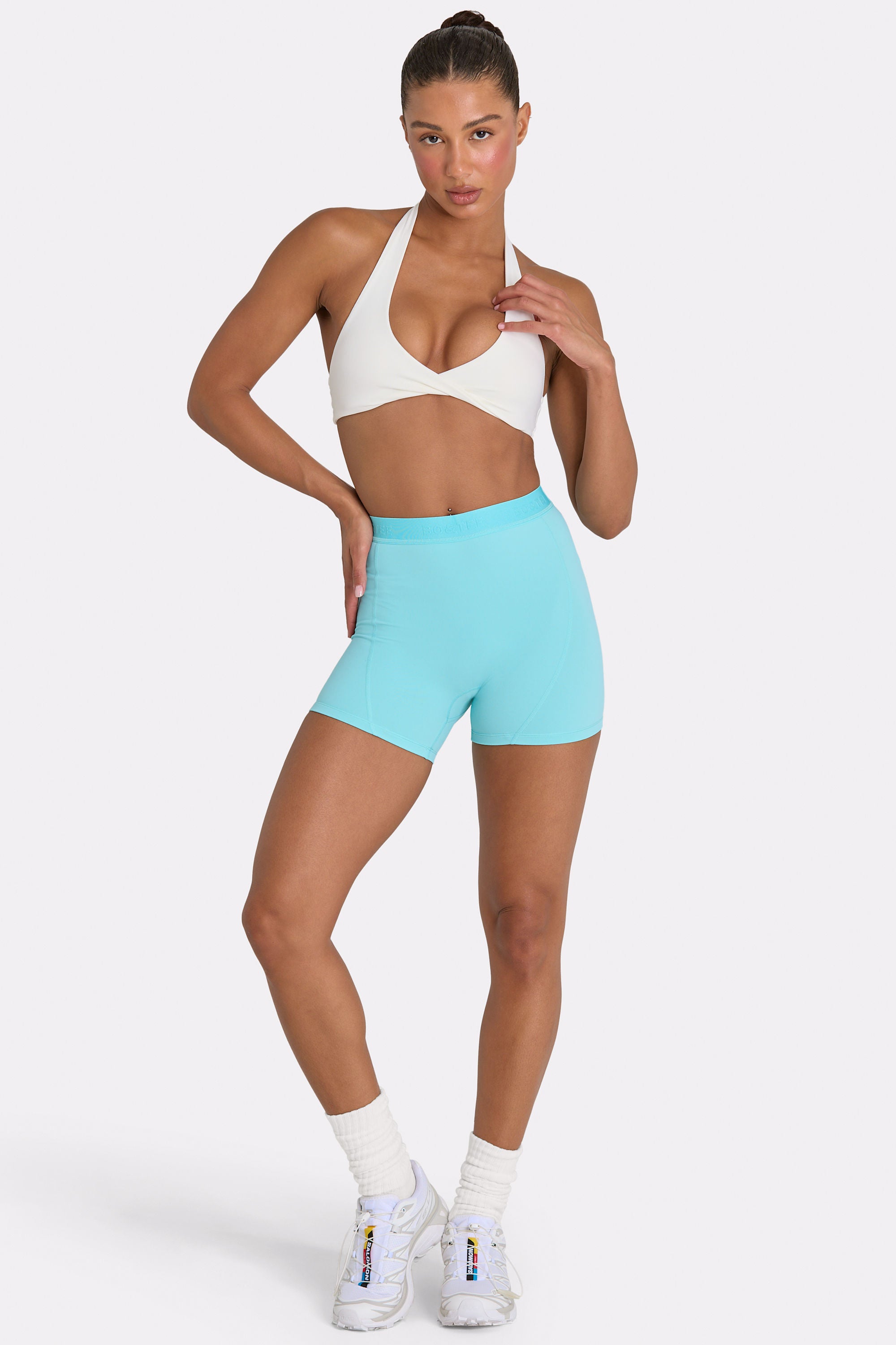 Soft Active Mini Shorts in Aqua