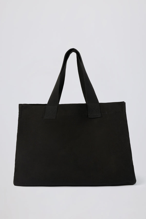 Oversized Canvas Tote Bag in Black - 2