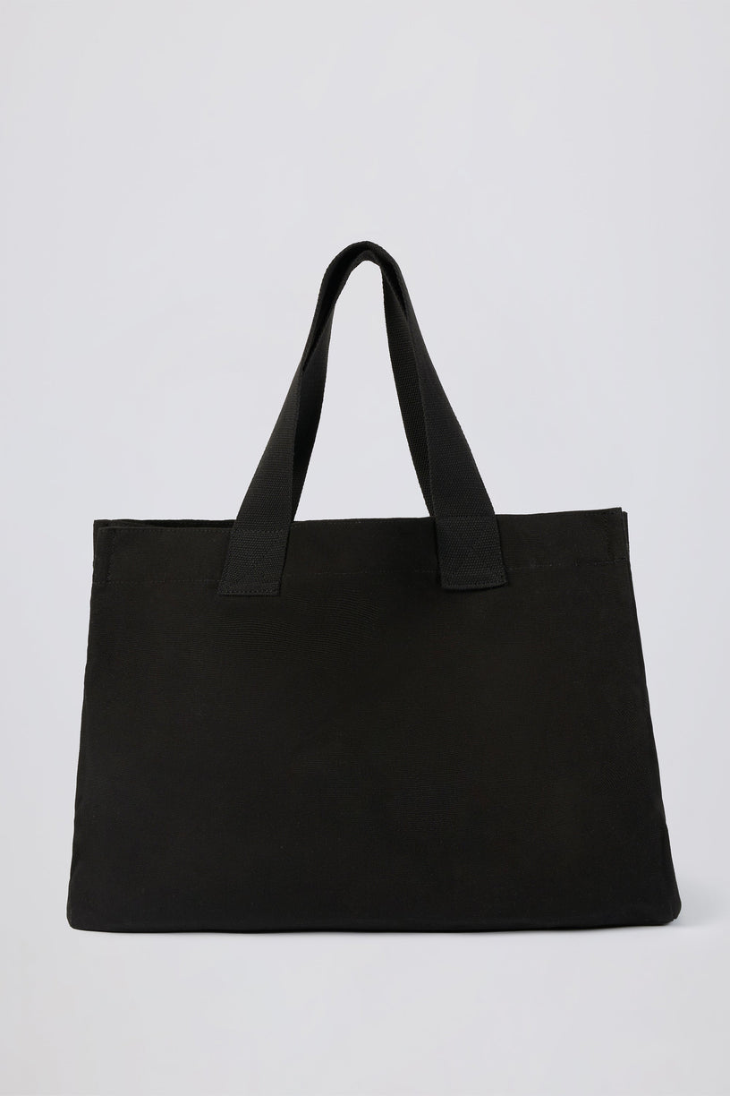 Oversized Canvas Tote Bag in Black - 2