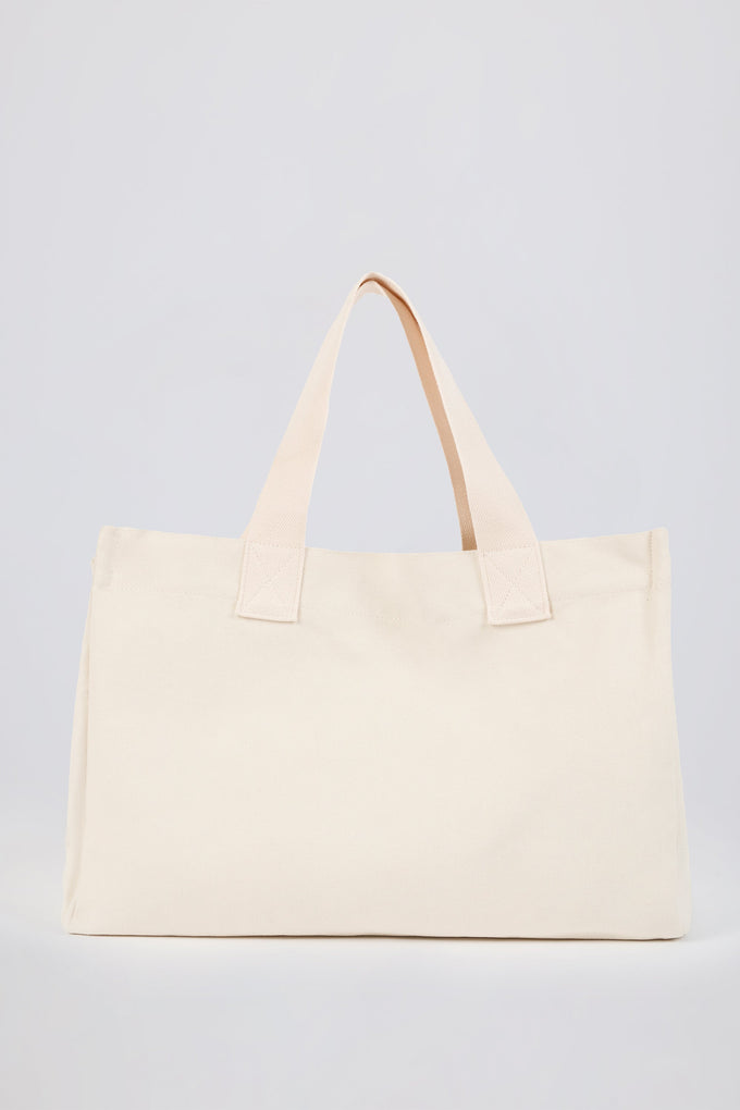 Oversized Canvas Tote Bag in Eggshell