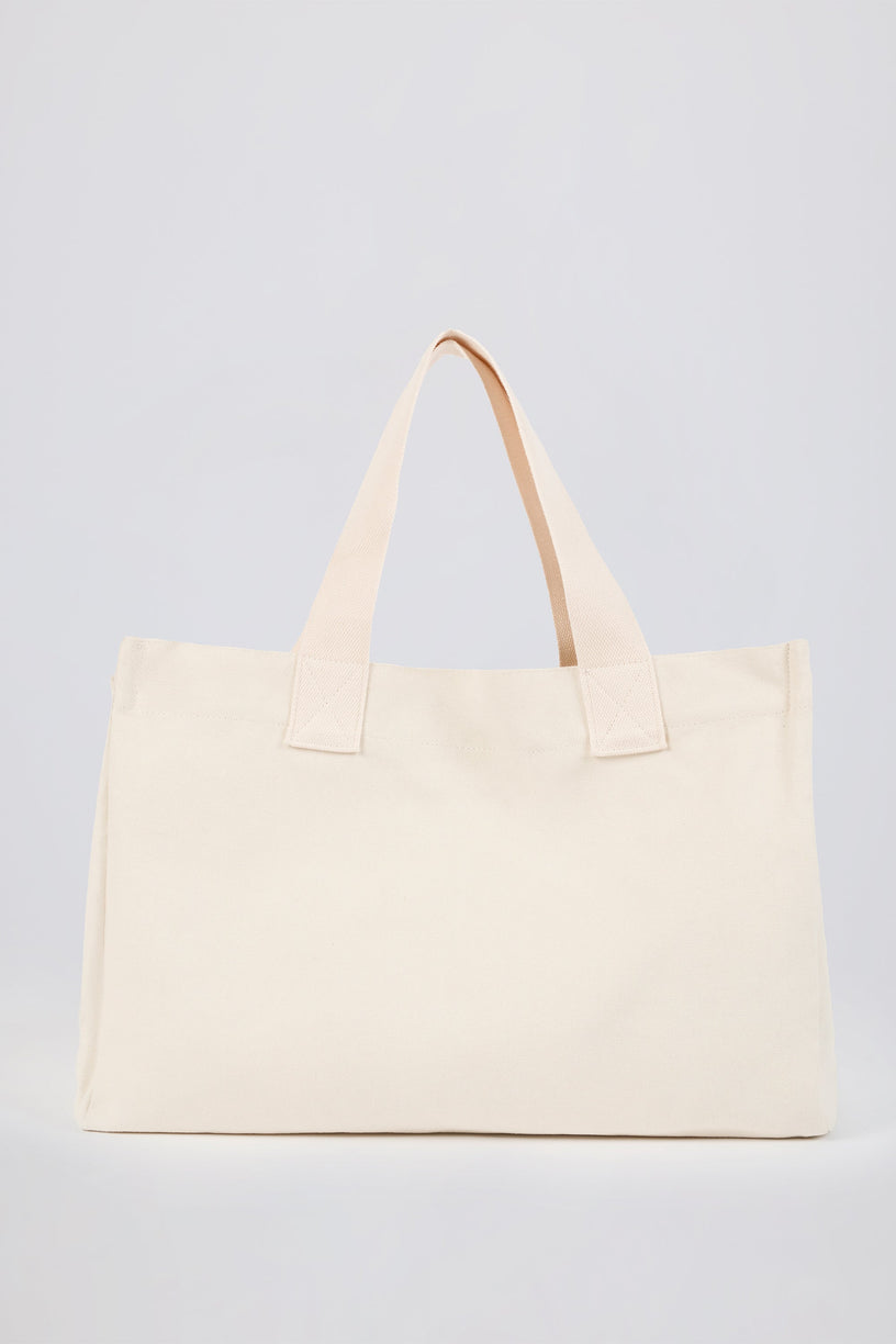 Oversized Canvas Tote Bag in Egg Shell - 2