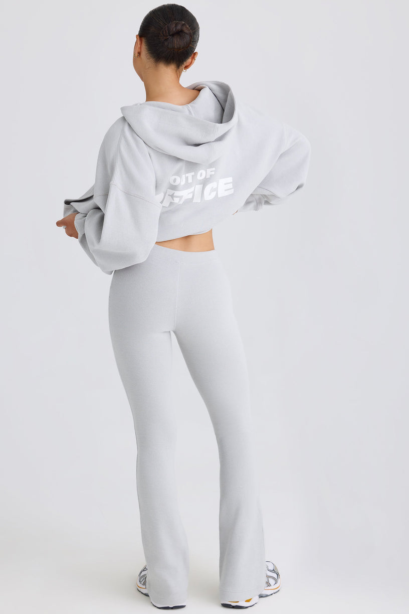 Textured Cotton Jersey Flared Trousers in Pacific Grey - 2